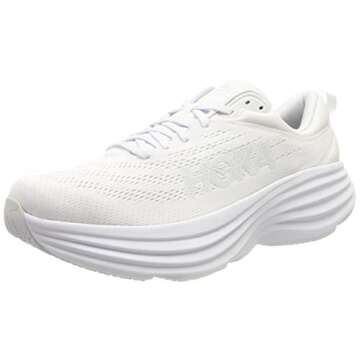 HOKA Women's Bondi 8 Sneaker, White Monochrome, 9