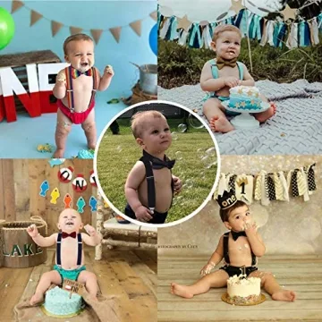 WELROG Boys First Birthday Cake Smash Outfit Set