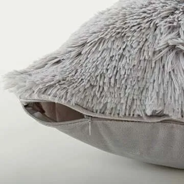 Reafort Luxury Long Hair Body Pillow Cover 21x54 Grey