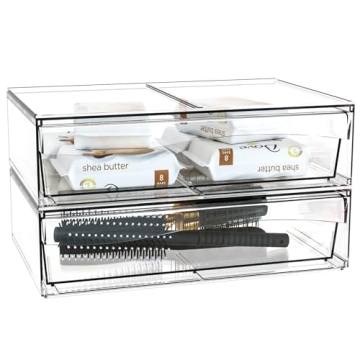 Cq Acrylic 2 Pack Stackable Storage Drawers - Versatile Organizers for Home and Office
