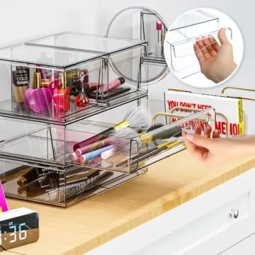 Cq Acrylic 2 Pack Stackable Storage Drawers for Elegant Organization