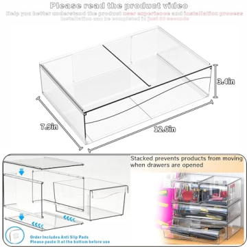 Cq Acrylic 2 Pack Stackable Storage Drawers for Elegant Organization