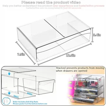 Cq Acrylic 2 Pack Stackable Storage Drawers for Elegant Organization