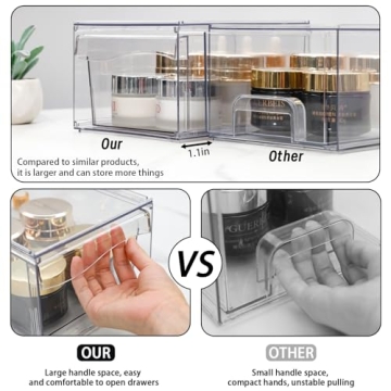 Cq Acrylic 2 Pack Stackable Storage Drawers for Elegant Organization