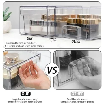Cq Acrylic 2 Pack Stackable Storage Drawers for Elegant Organization