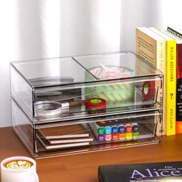 Cq Acrylic 2 Pack Stackable Storage Drawers for Elegant Organization