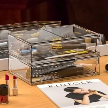 Cq Acrylic 2 Pack Stackable Storage Drawers for Elegant Organization