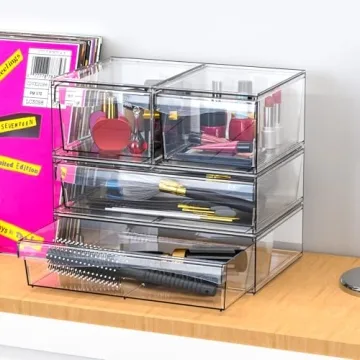 Cq Acrylic 2 Pack Stackable Storage Drawers for Elegant Organization