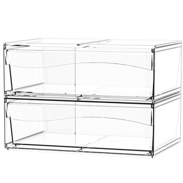 Cq Acrylic 2 Pack Stackable Storage Drawers for Elegant Organization