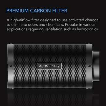 AC Infinity Air Carbon Filter 8" with Premium Australian Virgin Charcoal, for Inline Duct Fan, Odor ...