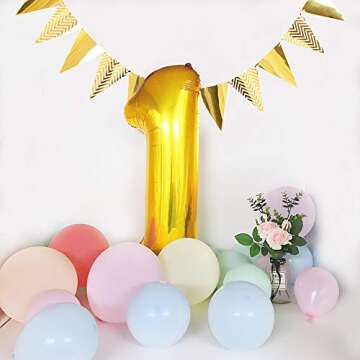 TONIFUL 40 Inch Gold Large Numbers Balloon 0-9 Birthday Party Decorations,Foil Mylar Big Number Balloon Digital 0 for Birthday Party,Wedding, Bridal Shower Engagement Photo Shoot, Anniversary
