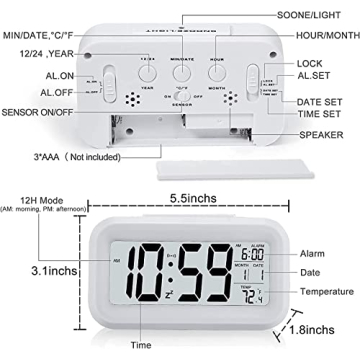 KAIJIELY Digital Alarm Clock with Temperature & Loud Alarm