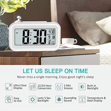 KAIJIELY Digital Alarm Clock with Temperature & Loud Alarm
