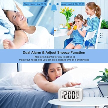 KAIJIELY Digital Alarm Clock with Temperature & Loud Alarm