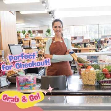 Lupy Lups Cotton Candy Minibites – 28 Count (0.53 oz Each) – Sweet Strawberry & Sour BlueRaspberry Flavors – Individually Packaged for Retail & Party Favors – For Stockings, Treats, Buffets & Piñatas