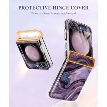 GVIEWIN Designed for Samsung Galaxy Z Flip 6 Case with Hinge Protection, [Built-in Front Screen Protector] Marble Slim Full Body Protective Shockproof Phone Case for Galaxy Z Flip 6