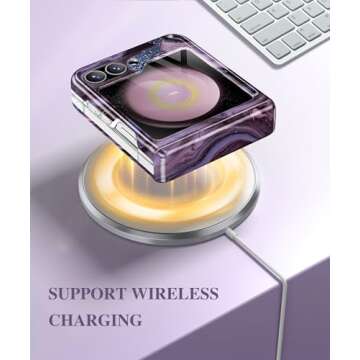 GVIEWIN Designed for Samsung Galaxy Z Flip 6 Case with Hinge Protection, [Built-in Front Screen Protector] Marble Slim Full Body Protective Shockproof Phone Case for Galaxy Z Flip 6