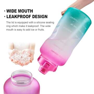EYQ 128oz Leak-Proof Gallon Water Bottle with Removable Straw & Handle, BPA Free Drinking Large Water Jug for Fitness, Camping Sports Workouts Gym and Outdoor Activity (Pink/Green Gradient)