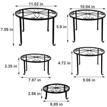 yosager 5 Pack Metal Plant Stands for Flower Pot, Heavy Duty Potted Holder, Indoor Outdoor Metal Rus...