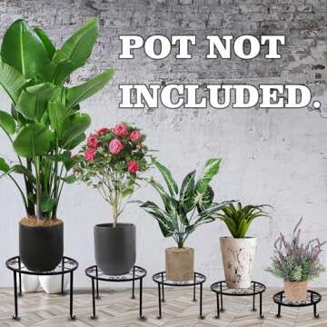 yosager 5 Pack Metal Plant Stands for Flower Pot, Heavy Duty Potted Holder, Indoor Outdoor Metal Rustproof Garden Container Round Supports Rack for Planter