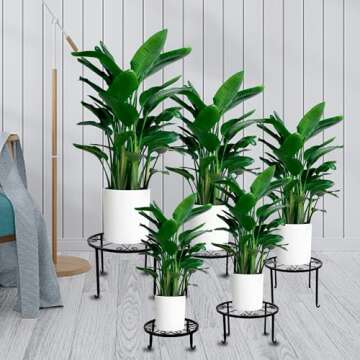 yosager 5 Pack Metal Plant Stands for Flower Pot, Heavy Duty Potted Holder, Indoor Outdoor Metal Rustproof Garden Container Round Supports Rack for Planter