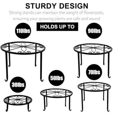 yosager 5 Pack Metal Plant Stands for Flower Pot, Heavy Duty Potted Holder, Indoor Outdoor Metal Rustproof Garden Container Round Supports Rack for Planter