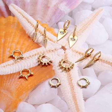 Dainty Black CZ Huggie Hoop Earrings, S925 Sterling Silver Post 14K Gold Plated Small Huggie Hoop Earrings Black Cubic Zirconia Huggie Hoop Earrings for Women Huggie Earrings