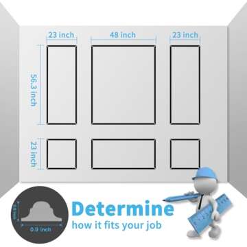 Art3d Pre-Cut Wall Molding Set of 6 pcs, Ready-to-Assemble Wainscoting Panels for Interior Wall Décor Living Room Bedroom Accent Wall - Installed with Glue, 3 Top 3 Bottom