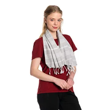 Clotho 4 Pack Turkish Hand Towels for Bathroom | 100% Cotton 18 x 40 Inch | Decorative Hand Towel Set of 4 for Bath and Kitchen | Lightweight Hand Towel for Travel Hair Gym Yoga - (Silver Gray)