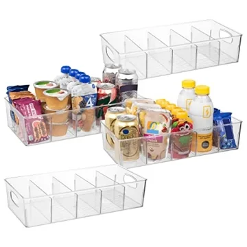 ClearSpace Plastic Pantry Organization and Storage Bins with Removable Dividers – 4 Pack XL Perfec...