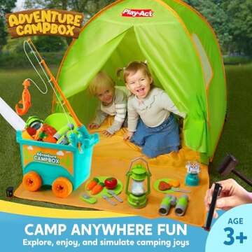 Play-Act Kids Camping Set with Tent and Wagon for Toddler Outdoor Fun