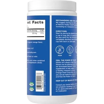 Natural Vitality Calm, Magnesium Citrate Supplement, Anti-Stress Drink Mix Powder, Gluten Free, Vegan, & Non-GMO, Orange, 16 oz