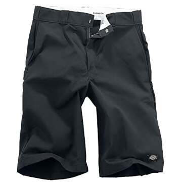 Dickies mens 13 Inch Loose Fit Multi-pocket Short Work Utility Pants, Black, 36 Regular US