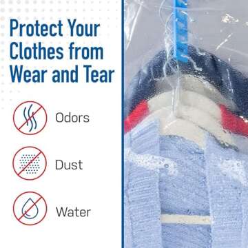 Spacesaver Hanging Vacuum Storage Bags (Hanging 4 Pack) - Vacuum Sealer Bags, Closet Organizer, Sealed Storage, Space Bag - Blanket, Bedding, Garment, Clothing, Dress, Suit, Long Coat, Jacket