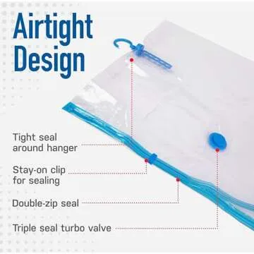 Spacesaver Hanging Vacuum Storage Bags (Hanging 4 Pack) - Vacuum Sealer Bags, Closet Organizer, Sealed Storage, Space Bag - Blanket, Bedding, Garment, Clothing, Dress, Suit, Long Coat, Jacket