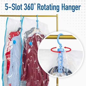 Spacesaver Hanging Vacuum Storage Bags (Hanging 4 Pack) - Vacuum Sealer Bags, Closet Organizer, Sealed Storage, Space Bag - Blanket, Bedding, Garment, Clothing, Dress, Suit, Long Coat, Jacket