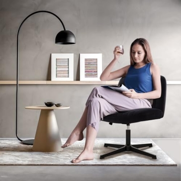 IWMH Criss Cross Chair Velvet Armless Wide Office Chair