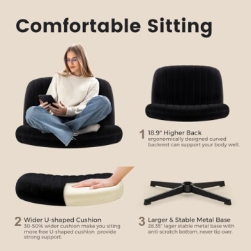 IWMH Criss Cross Chair Velvet Armless Wide Office Chair