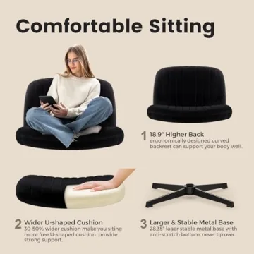 IWMH Criss Cross Chair Velvet Armless Wide Office Chair