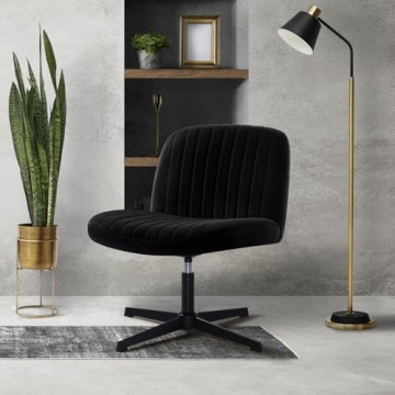 IWMH Criss Cross Chair Velvet Armless Wide Office Chair