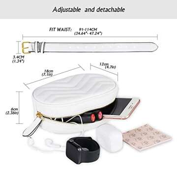 Geestock White Fanny Packs for Women Fashionable, Small Waist Bags Waterproof Belt Bag Stylish Bumba...