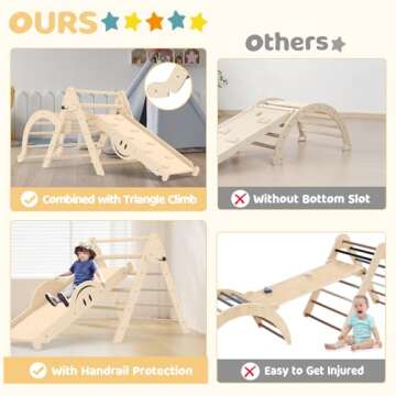 BIERUM 8 in 1 Montessori Pikler Triangle Set with Seesaw Design, Foldable Toddler Climbing Toys with...