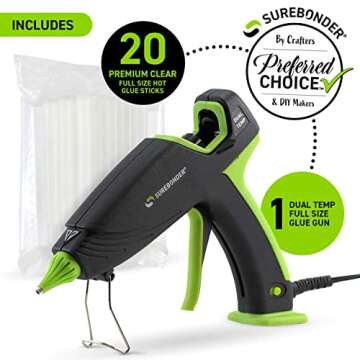 Ultra Series Auto-Shut-Off Hot Glue Gun, Surebonder Full Size 100W Dual Temperature Glue Gun Kit with 20 Glue Sticks