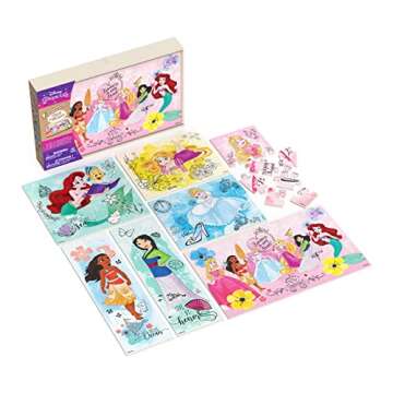 Disney Princess, 7 Wood Puzzles Jigsaw Bundle 12-Piece 16-Piece 24-Piece Ariel Tiana Rapunzel Pocaho...