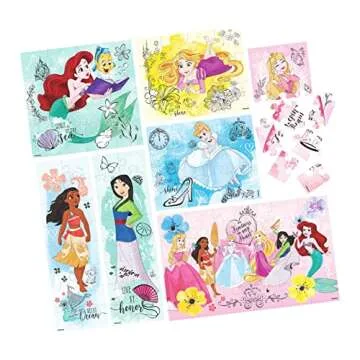 Disney Princess, 7 Wood Puzzles Jigsaw Bundle 12-Piece 16-Piece 24-Piece Ariel Tiana Rapunzel Pocahontas with Storage Tray, for Kids Ages 4 and up