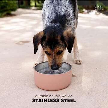 Simple Modern Stainless Steel Pet Water Bowl for Dogs & Cats | Insulated Stainless Steel Food Bowls for Dog Cat | No Tip No Slip BPA Free | Bentley Collection | Large (8 Cups) | Midnight Black