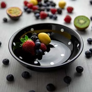 Handmade Black and White Polka Dot Ceramic 12 piece Dinnerware Set | Pottery Tableware Service for 4 | Dinner Plates | Side Plates | Bowls | Housewarming Gift by City to Cottage®