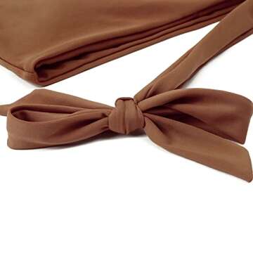 MOOSLOVER Women One Shoulder High Waisted Bikini Tie High Cut Two Piece Swimsuits(L,Coffee)