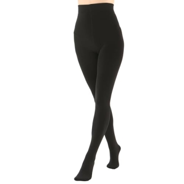 EVERSWE Women's Opaque Fleece Lined Tights, Thermal Tights (Black,S)