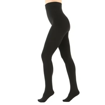EVERSWE Women's Opaque Fleece Lined Tights, Thermal Tights (Black,S)